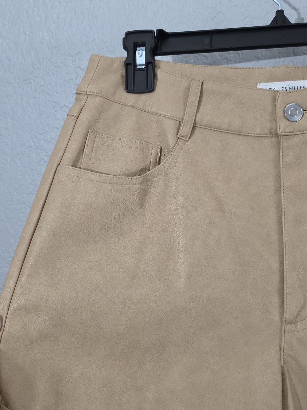 Anthropologie Avec Les Filles Cuffed Faux Leather Shorts Tan High Rise Womens 28 - Picture 4 of 9